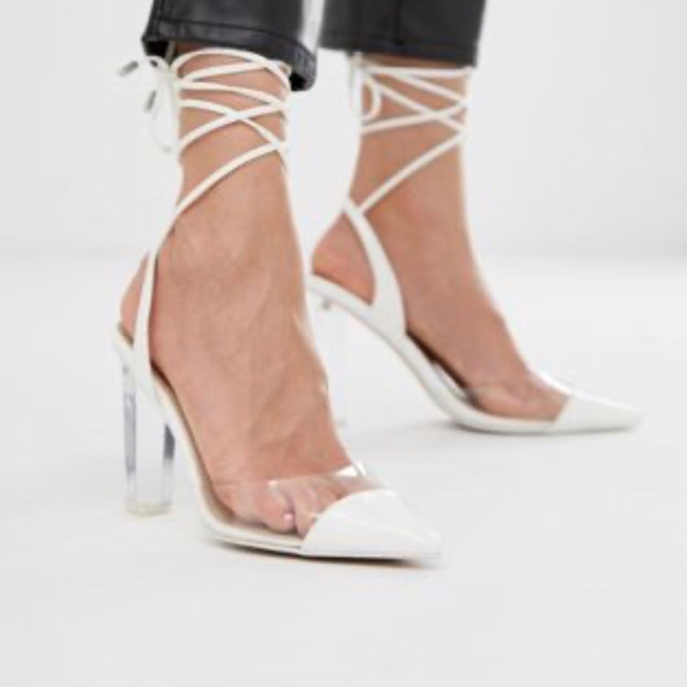 ASOS white lace up sandals